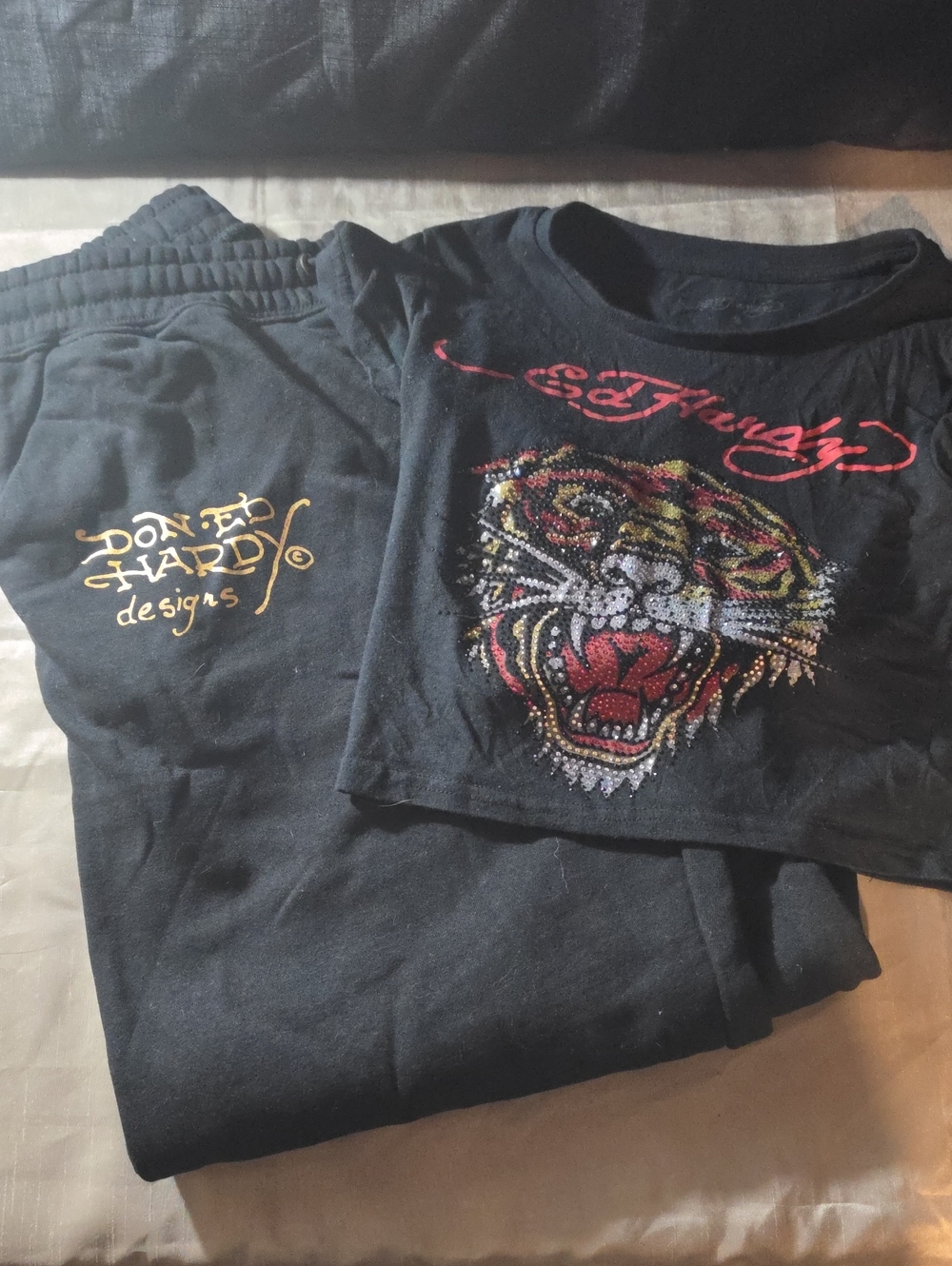 Ed Hardy Black Kids Short Sleeve Tee with Tiger Graphic